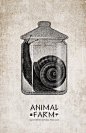 #绘画欣赏# 动物庄园是一部著名的电影，插画应用了电影的名字，内容讲述的是BSEN动物庄园关于被囚禁在瓶子里的动物世界，那些年我们一起做过的实验。【图源网络，侵删谦】