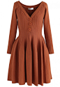 Pursuing Delight Ribbed Knitted Dress in Orange : - V-neckline
- Button closure
- Knit fabric provides flexibility
- Not lined 
- 100% Polyester
- Hand wash 

Size(cm)Length   Bust   Waist  Shoulder  Sleeves
S/M            82      74-90   64-80       40  