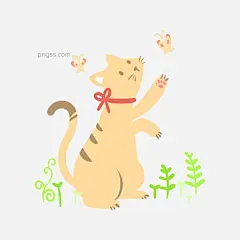 手绘可爱猫咪与蝴蝶图片大小2100x2100px 图片尺寸249.41 KB 来自PNG搜索网 pngss.com 免费免扣png素材下载！宠物#初春#春天#动物#蝴蝶#环保#简约风#节气#卡通#卡通手绘#可爱#立春#猫#
