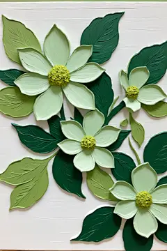 植物图案花卉油画肌理装饰插画