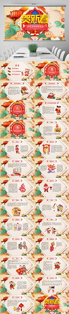 新年春节习俗民俗传统文化PPT模板