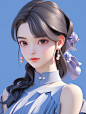 Midjourney｜蓝色-3D头像篇