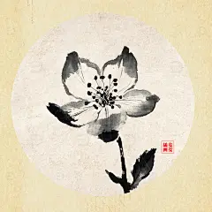水墨梨花插画高清模板免费下载-趣麦麦图