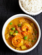 coconut shrimp curry with peas and potatoes by lorraine