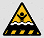 深水警告标志概念。危险的警告标志，表明急剧下降到河流、运河、水池、码头、湖泊或港口。EPS10矢量插