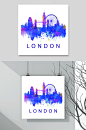 城市剪影插画素材两联城市地标