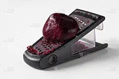 Cooked beetroot on grater on white background