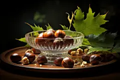 糖炒板栗板栗玻璃碗美食摄影图