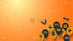 绘画插图,贺卡,万圣节,标语,背景,幸福,矢量,剪纸风格,可爱的,十月