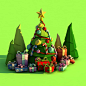低面圣诞树Christmas C4D模型创意场景3D模型素材