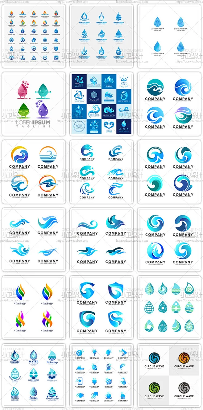 水滴水花河水清泉水元素logo标志徽标店标ai矢量图集平面设计素材-淘宝网-花瓣网