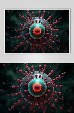 AI数字艺术艾滋病病毒细胞插画