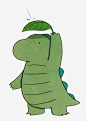 绿色小恐龙png免抠素材_新图网 https://ixintu.com 卡通 手绘 绿色 水彩 叶子 小恐龙
