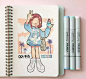插画师-Kaiami 的手绘本子，清新可爱，描绘了二次元的长腿MM们！