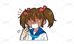 日本女孩穿着制服和双尾巴在仲夏出去