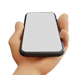 Hand Showing android Phone 3D Illustration