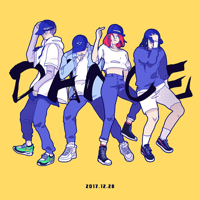 街舞嘻哈插画酷跳舞