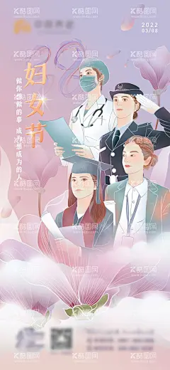 地产妇女节海报  - 源文件下载【酷图网】海报,地产,公历节日,三八,妇女节,医生,警察,插画,