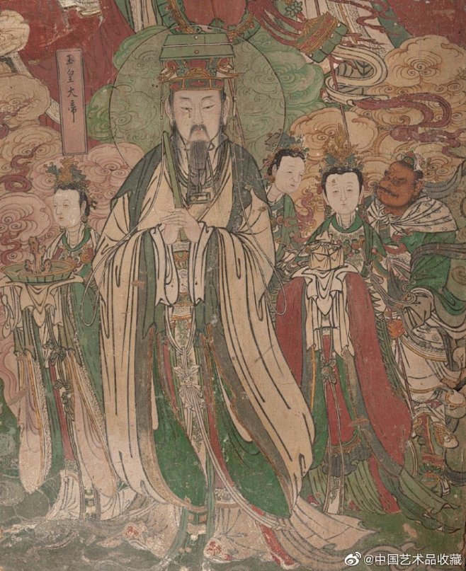明《玉皇大帝》重彩壁画，河北省石家庄市杜北乡上京村东毗卢寺。始建于唐天宝年间毗卢寺壁画，与甘肃敦煌、北京法海寺、山西永乐宫壁画并列为“中国四大 ...