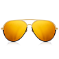 Yellow Gold-Plated Gold Mirrored Aviator Sunglasses