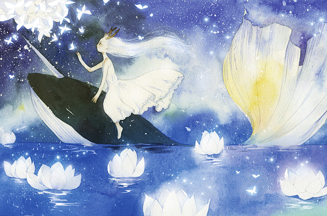 星辰大海插画水彩