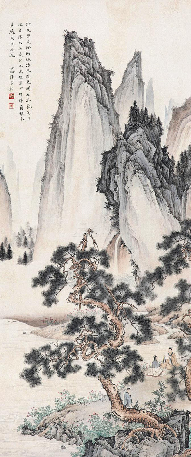 陈少梅陈少梅山水人物立轴纸本陈少梅艺术作品大全