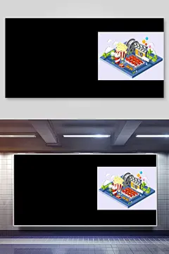 等距户外休闲娱乐场景矢量插画