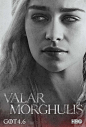 《权力的游戏》第四季人物海报，“Valar Morghulis 凡人皆有一死”。