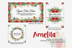 Arnelita数字水彩花卉风格剪贴画婚礼请柬卡片礼品名片贺卡创意项目素材