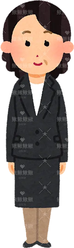 一位穿西装的中年人士stand_businesswoman_obasan 卡通 插画 免扣 素材 手绘 png