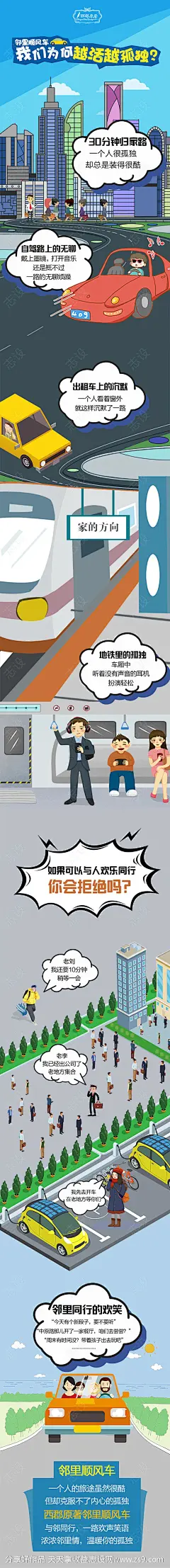 波普风邻里顺风车长图海报-源文件-志设网-zs9.com