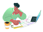 Student studying and taking notes animated illustration in GIF, Lottie (JSON), AE