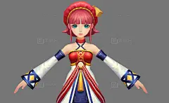 手绘卡通女孩A 短发少女 美女 短发 红头发 小红帽子 美少女 女人 妹妹 苗族 苗疆 长裙子 - 角色模型 蛮蜗网