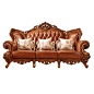 魅力大师 欧式沙发组合双面雕花实木沙发大户型家具美式真皮沙发-tmall.com天猫