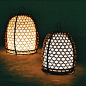 Woven orbs copper lanterns based on Balinese cock-fighting baskets.: 