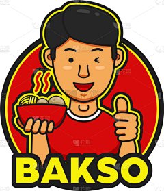 yummy tasty bakso logo with young handsome