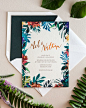 Tropical Garden Party Copper Foil Wedding Invitations by The Distillery / Oh So Beautiful Paper: 