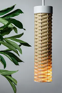 LIER SUN : Pendant lamp &quot;Lier sun&quot; are based on a simple tube shape. Due to the interlacing of rattan, an unusual texture is created, through which the light hardly penetrates the sides, like small rays of the sun.
