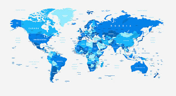 蓝色世界地图免抠素材_新图网 https://ixintu.com 世界地图 世界地图素材 矢量世界地图 蓝色世界地图
