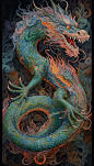 团龙国潮风中国风十二生肖龙年动物纹样插画