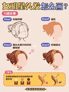 插画教程|✅4步学会12款女明星头发刻画✨
