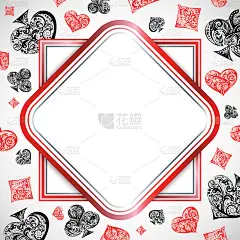 方形和菱形框架与向量扑克牌套装符号由花卉元素