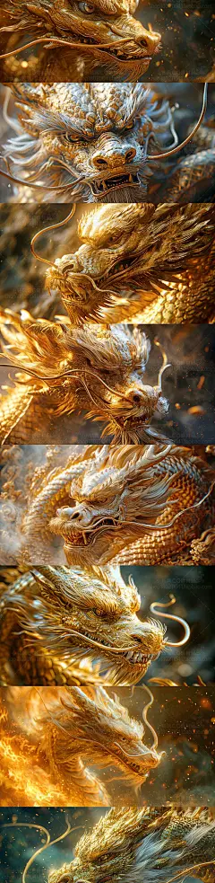 AI国风金龙概念设定素材 中国龙插画设计 海报背景绘画临摹参考-淘宝网