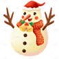 肌理手绘圣诞节元素贴纸-圣诞雪人