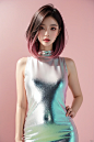  masterpiece, top quality, best quality,(close-up:1) (gradient Metallic tin foil background:1), ((1girl, gradient gradient hair)), ( gradient Metallic tin foil dress, pink eyeshadows)