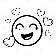 常规内容-图标系列扁平风黑色笑脸爱心环绕图标元素