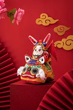 王的手创 中秋节兔儿爷 手工刺绣 玩偶挂件