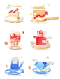 素材组合-3D立体毛玻璃金融元素