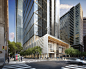 The hotel entrance at 1800 Arch Street beneath the Comcast Innovation and Technology Center building by Foster + Partners.DBOX 2014