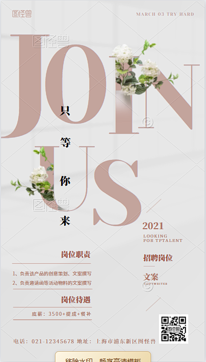 美容/美妆/美业招聘海报/图怪兽
